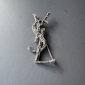 Yves Saint Laurent Silver Logo Brooch